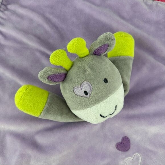 Taggies Purple Giraffe Baby Lovey Security Blanket Gray Rattle Plh Hearts Toy - Picture 3 of 5